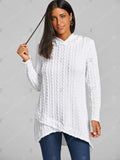 Hooded Sweater Cable Knitted Tunic White M, L, XL, 2XL